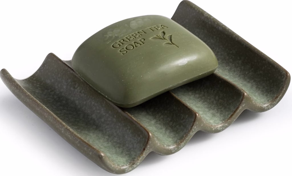 Green Fluted Ceramic Soap Dish