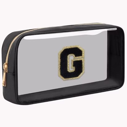 black and gold clear initial bag