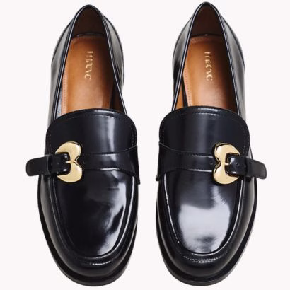 black heart buckle loafers