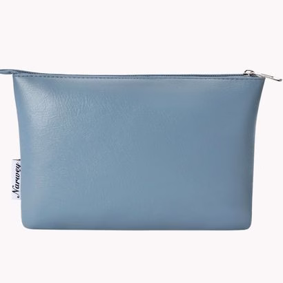 blue plain make up bag