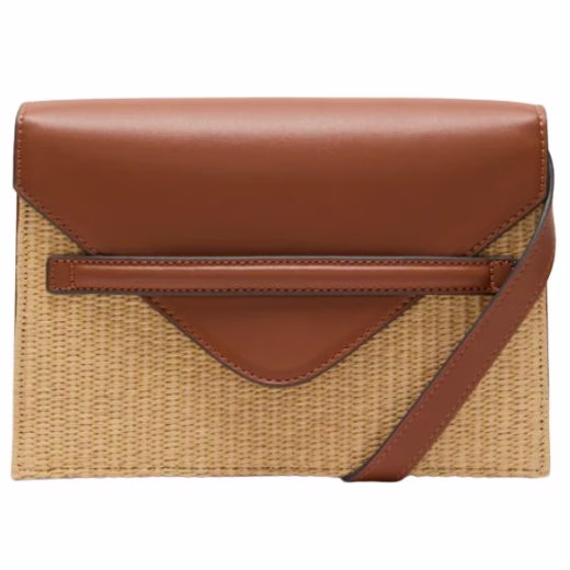 bown and raffia leather crossbody bag