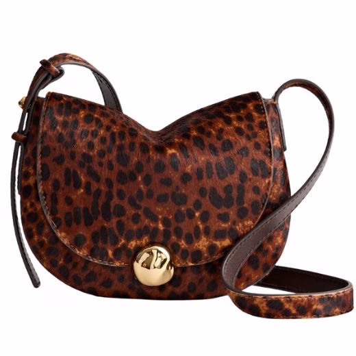brown and block spotted crossbody bag