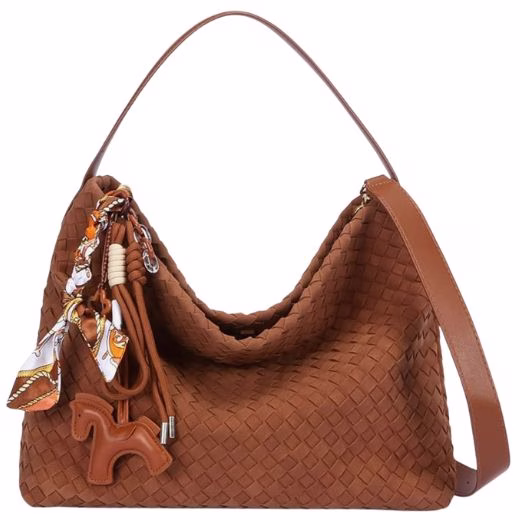 brown woven crossbody bag