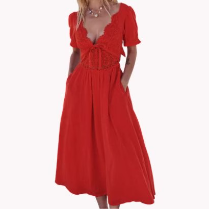 free people red and lace valentine dress