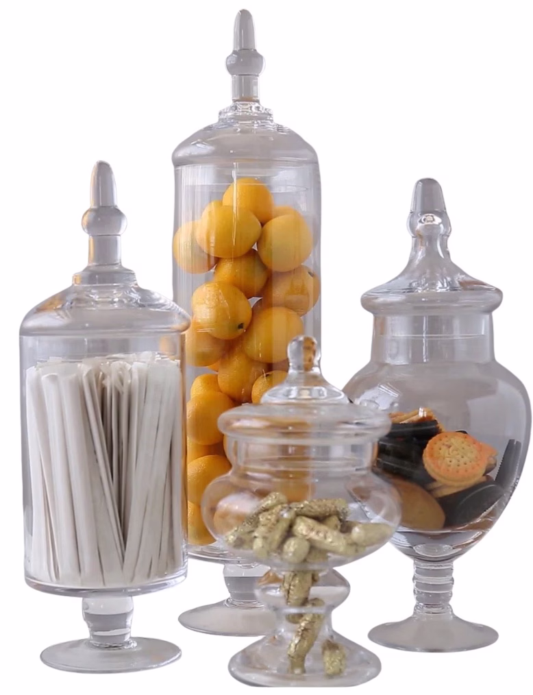 glass apothecary jars set of 4