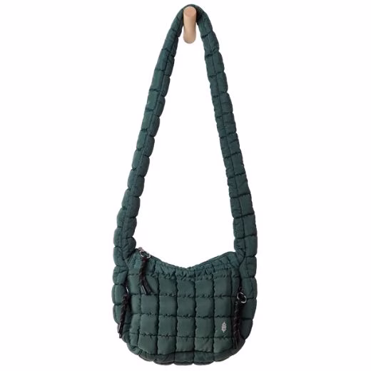 green quilted crossbody bag