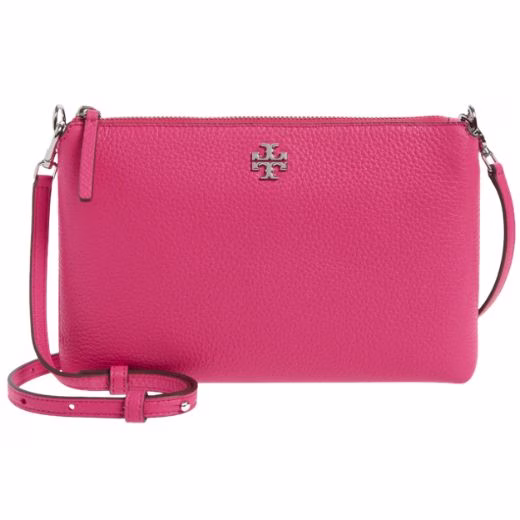 hot pink tory burch cross body bag with a thin strap