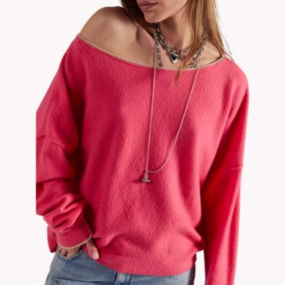 pink off the shouder valentines day sweater