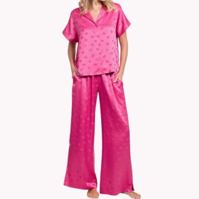pink satin valentine pajamas
