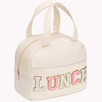 preppy varsity letter lunch bag