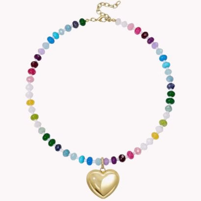 puffy heart beaded necklace for valentine's day