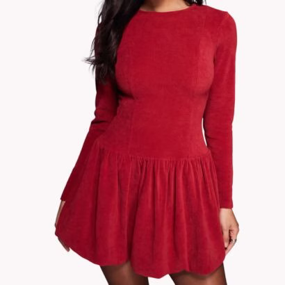 red drop waist bubble hem dress for valentine's day