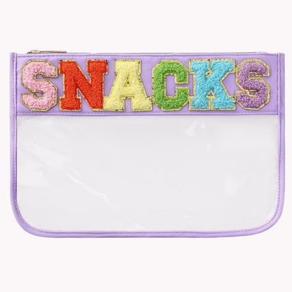 snack varsity letter clear pool bag