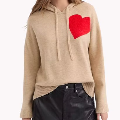 tan sweater with red heart valentine's day