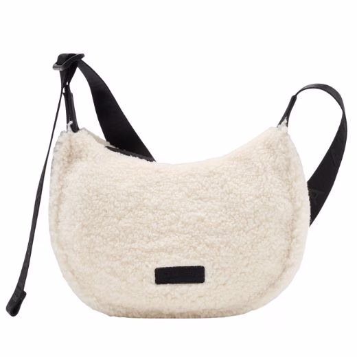 white sherpa crossbody bag
