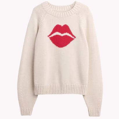 white sweater with kiss for valentine's day
