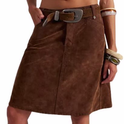 Suede Midi Skirt