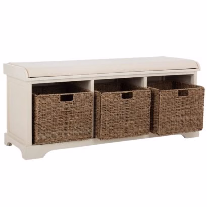 storage bench with baskets