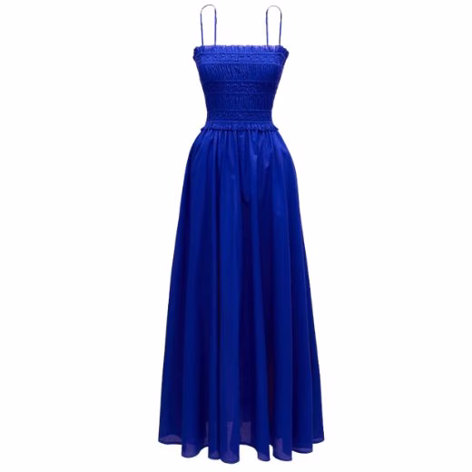 Blue Smocked Maxi Dress