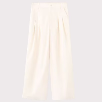 Cream cropped wide leg pants