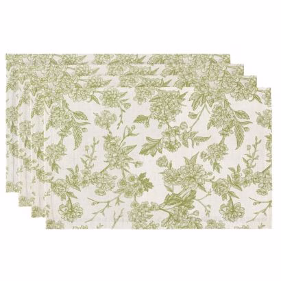 Green Linen Floral Placemat
