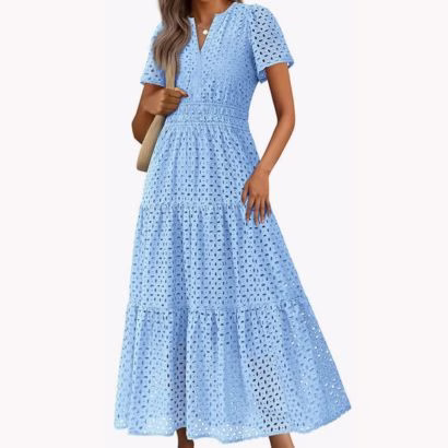Pretty Garden Blue eyelet dress