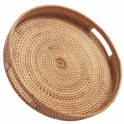 Round Rattan Tray