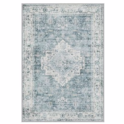 blue washable entryway rug