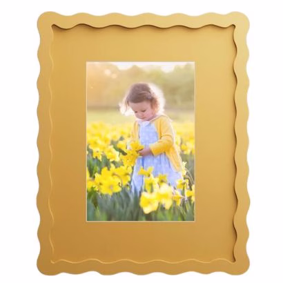 yellow wavy wood picture frame