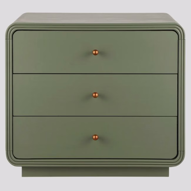 Green nightstand that looks like studio mcgee