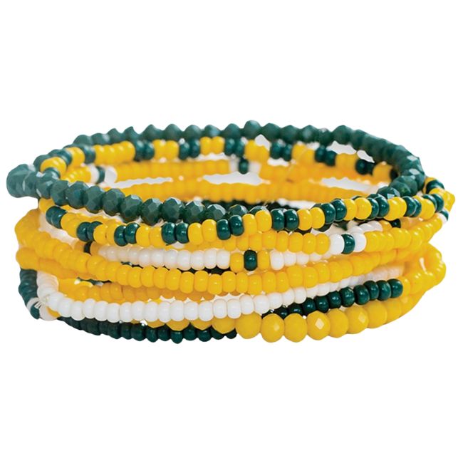 blue yellow and white game day seeded bracelet