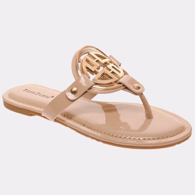 glossy tan thing sandal tory burch dupe