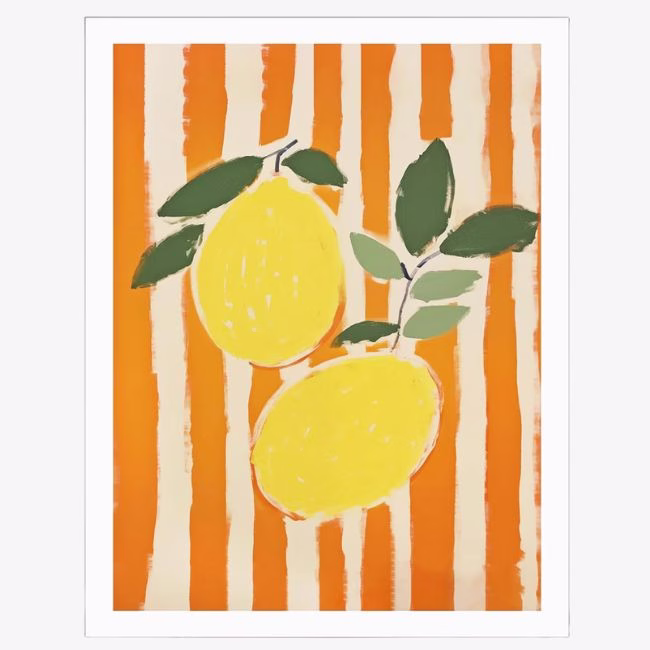 lemon with orange stripe background painting