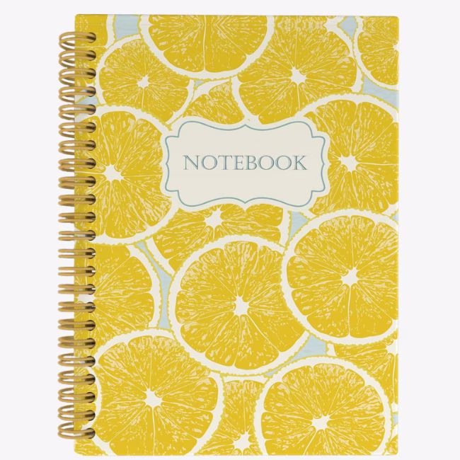 notebook with lemons on the cover