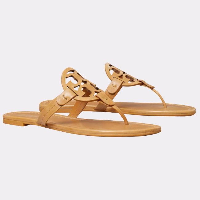 tory burch tan logo sandal