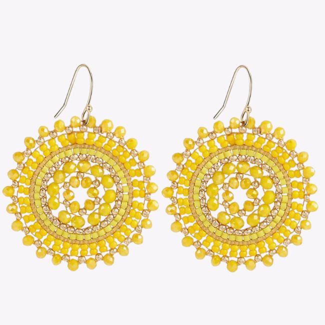 yellow beaded earrings