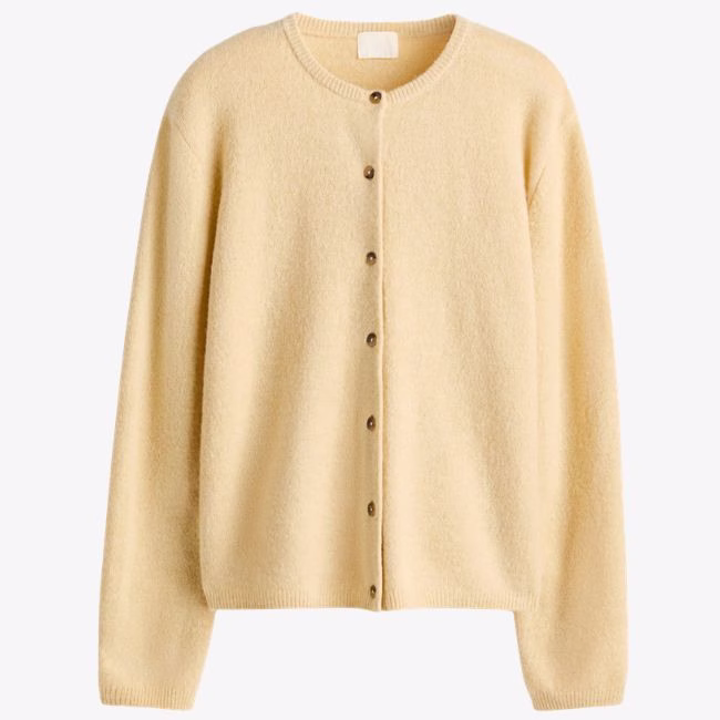 yellow cardigan sweater