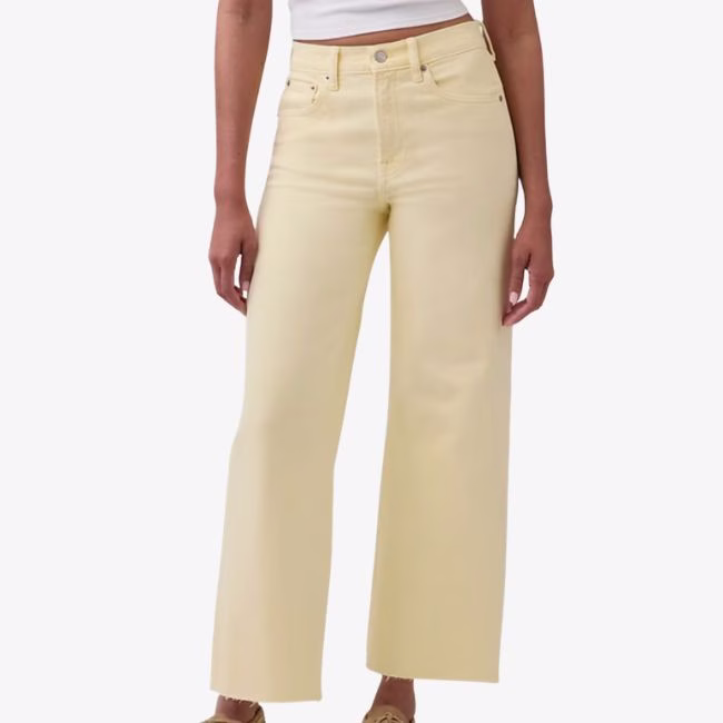 yellow cropped jeans