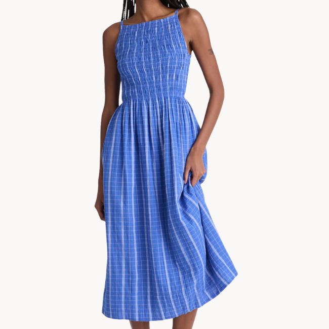Blue smocked maxi dress
