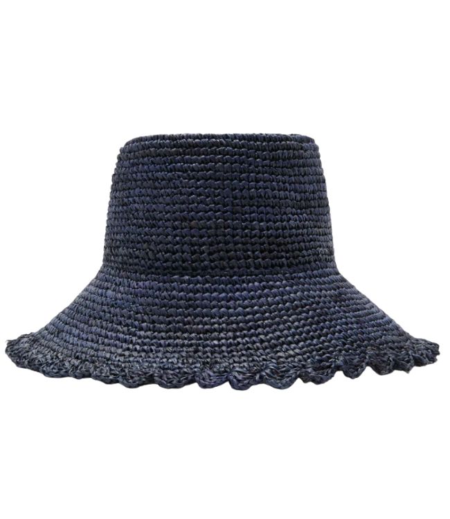 Navy woven sun hat for women