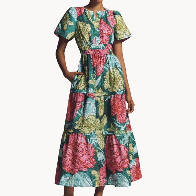 anthropologie floral maxi dress