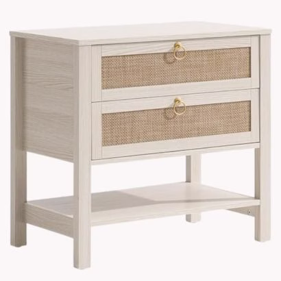 anthropologie lookalike white rattan nightstand