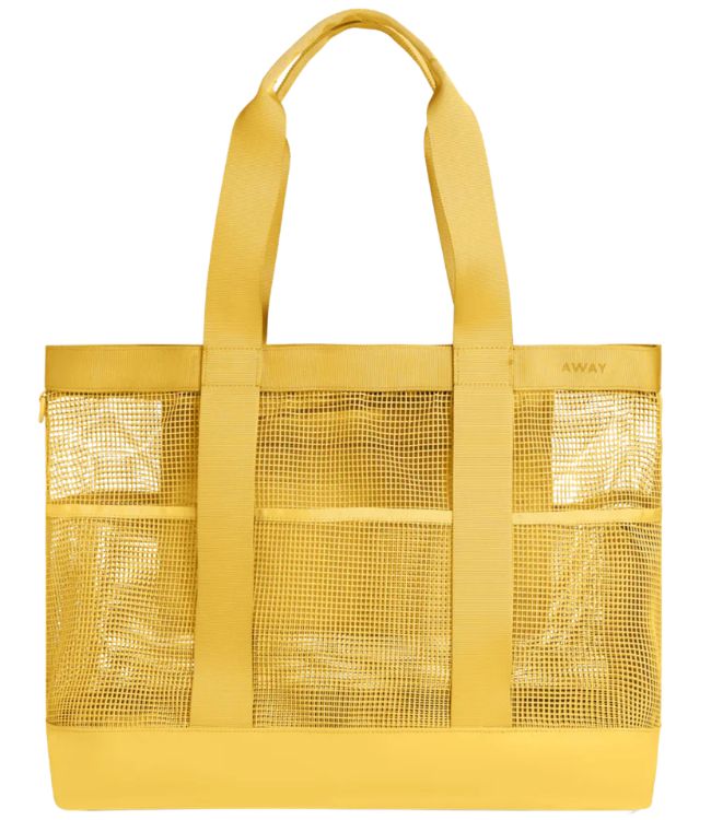 away yellow waterproof beach tote
