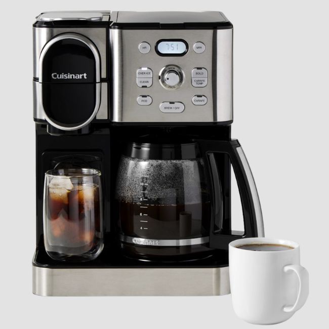 black and silver cuisinart coffee machine