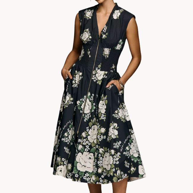 black and white floral maxi dress