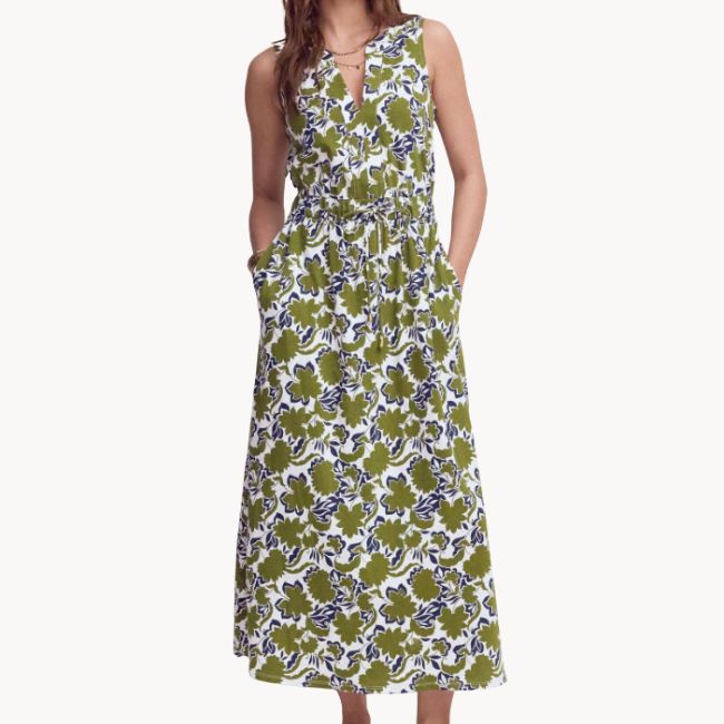 boden green print dress
