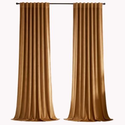 brown gold long velvet curtains
