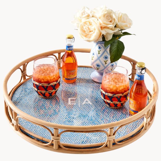 coastal bamboo round serving tray