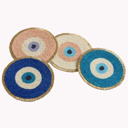 evil eye beaded coasters