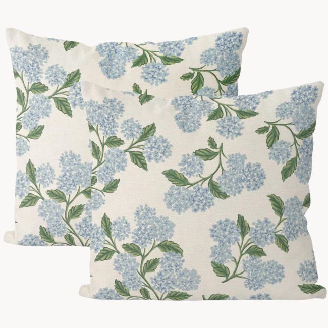 hydrangea outdoor throw pillow